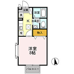サンウィッシュ柴宮 1Kの間取図画像