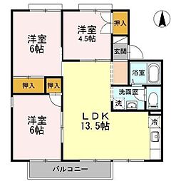 グレイスタウンA 3LDKの間取図画像