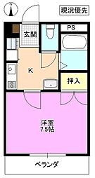 クレールタテツ 1Kの間取図画像