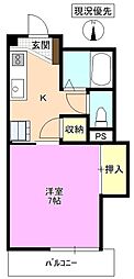 メラ・ベルデS棟 1Kの間取図画像