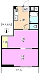 V・S・H橘 2Kの間取図画像