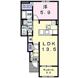 クリングラン 1LDKの間取図画像