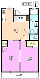 ホワイトパレス 2DKの間取図画像