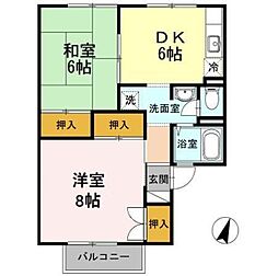 クレスト樹林A 2DKの間取図画像