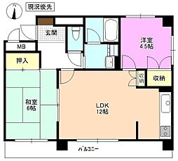 五幸本町ビル 2LDKの間取図画像