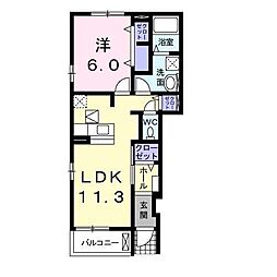 まちうえ 1LDKの間取図画像