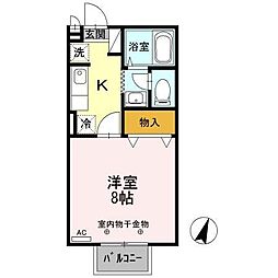メゾンウェスト 1Kの間取図画像