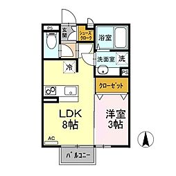 アリスガーデンナカジマA 1LDKの間取図画像