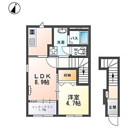 リバーベース 1LDKの間取図画像
