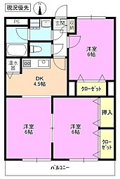 メルベーユフジサワ 3DKの間取図画像