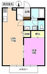 ディアコートA 1LDKの間取図画像