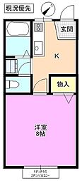 フレグランスウェストA 1Kの間取図画像
