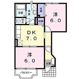 ミルト下島 2DKの間取図画像