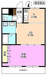 パルティール芙蓉 1LDKの間取図画像