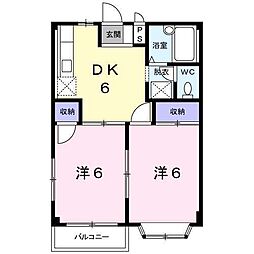 エルディムモア 2DKの間取図画像
