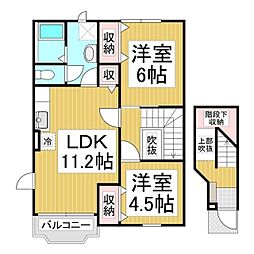 フォレスタ　A棟 2階2LDKの間取り