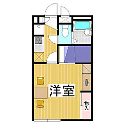 レオパレスＴＷＩＮＹ 2階1Kの間取り