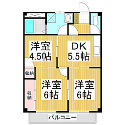 シンシア 2階3DKの間取り