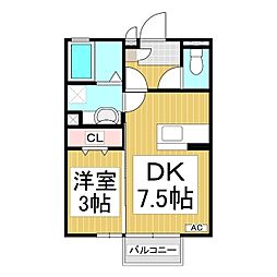セジュール桐原 1DKの間取図画像
