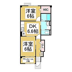 ソレアード2 2DKの間取図画像