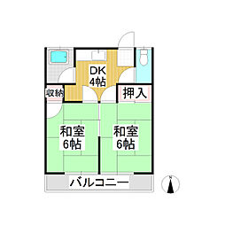 垂沢アパート 2DKの間取図画像