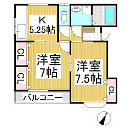 セゾン上澤 2Kの間取図画像
