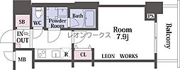 スプランディッド上本町WESTII 1Kの間取図画像