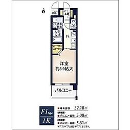 ア・ミュゼ新大阪 1007 10階1Kの間取り