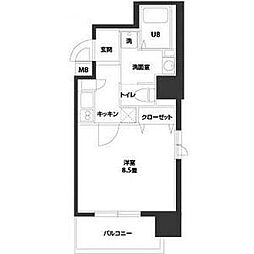 ルクレ西長堀 11階1Kの間取り
