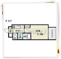 ドルチェヴィータ北浜 8階1Kの間取り