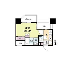 セレニテ難波グランデシュッド 2階1Kの間取り