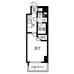 パークリュクス大阪天満 4階1Kの間取り