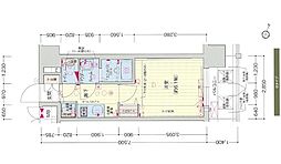 プレサンス梅田北ザ・ライブ 6階1Kの間取り