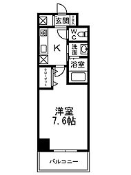 シャルマンフジ天神橋ノース 1階1Kの間取り