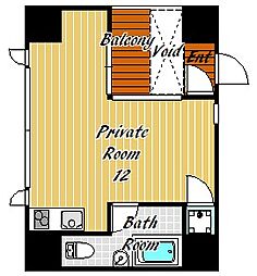 是空DOSHIN 8階ワンルームの間取り