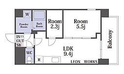 パークス堺筋本町 1SLDKの間取図画像