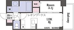 エスリードレジデンス ザ・グラン大阪福島クラス 1LDKの間取図画像