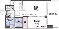 プレジオ塚本ASIAN 1LDKの間取図画像