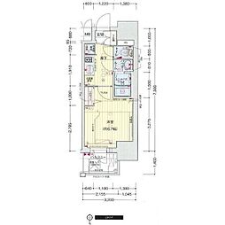 プレサンス新町ウィズジョイ 1Kの間取図画像