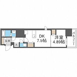 Luxe難波南 1DKの間取図画像