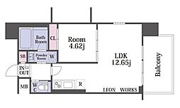 プレジオ弁天町 1LDKの間取図画像