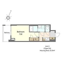 S-RESIDENCE阿波座bouncy 1Kの間取図画像