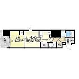 Luxe難波南 1DKの間取図画像