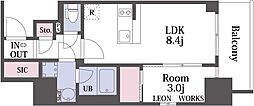 ESLEADRESIDENCE大阪天王寺 1LDKの間取図画像