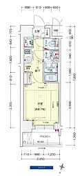 プレサンス塚本グランゲート 1Kの間取図画像