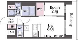 セレニテ難波ミラク壱番館 1LDKの間取図画像