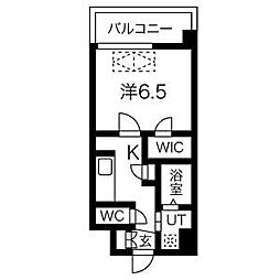 スプランディッド新大阪DUE 1Kの間取図画像