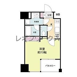レジディア江戸堀 1Kの間取図画像