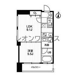 アーバンフラッツ西中島 1LDKの間取図画像