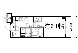 アスヴェル東本町2 1Kの間取図画像